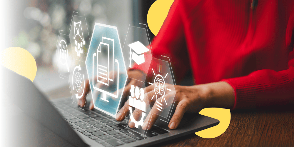 Hands of a person typing on a laptop computer